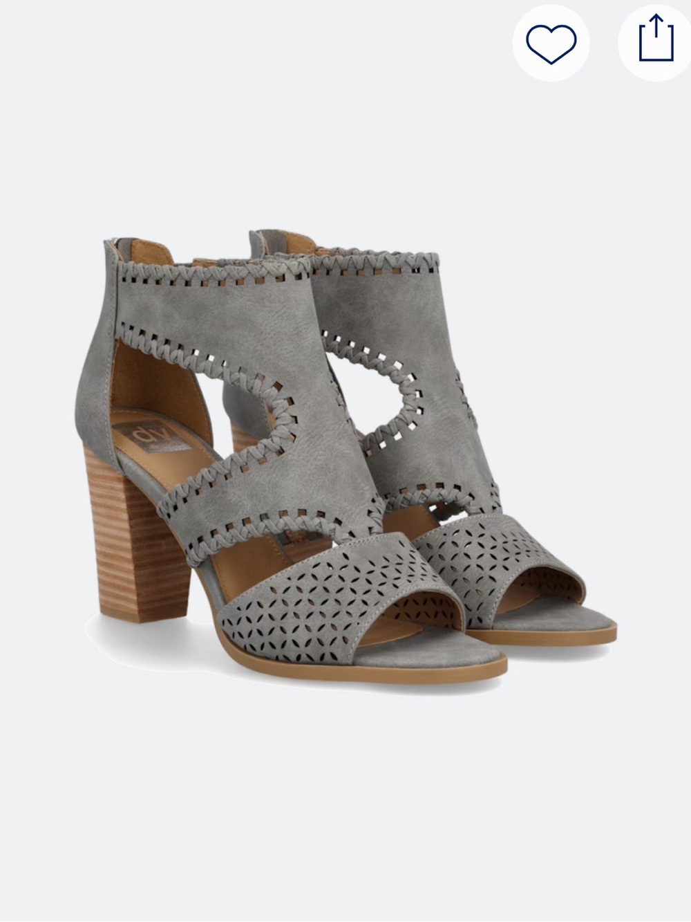DV by Dolce Vita Gray Suede Cutout Block Heel Sandals